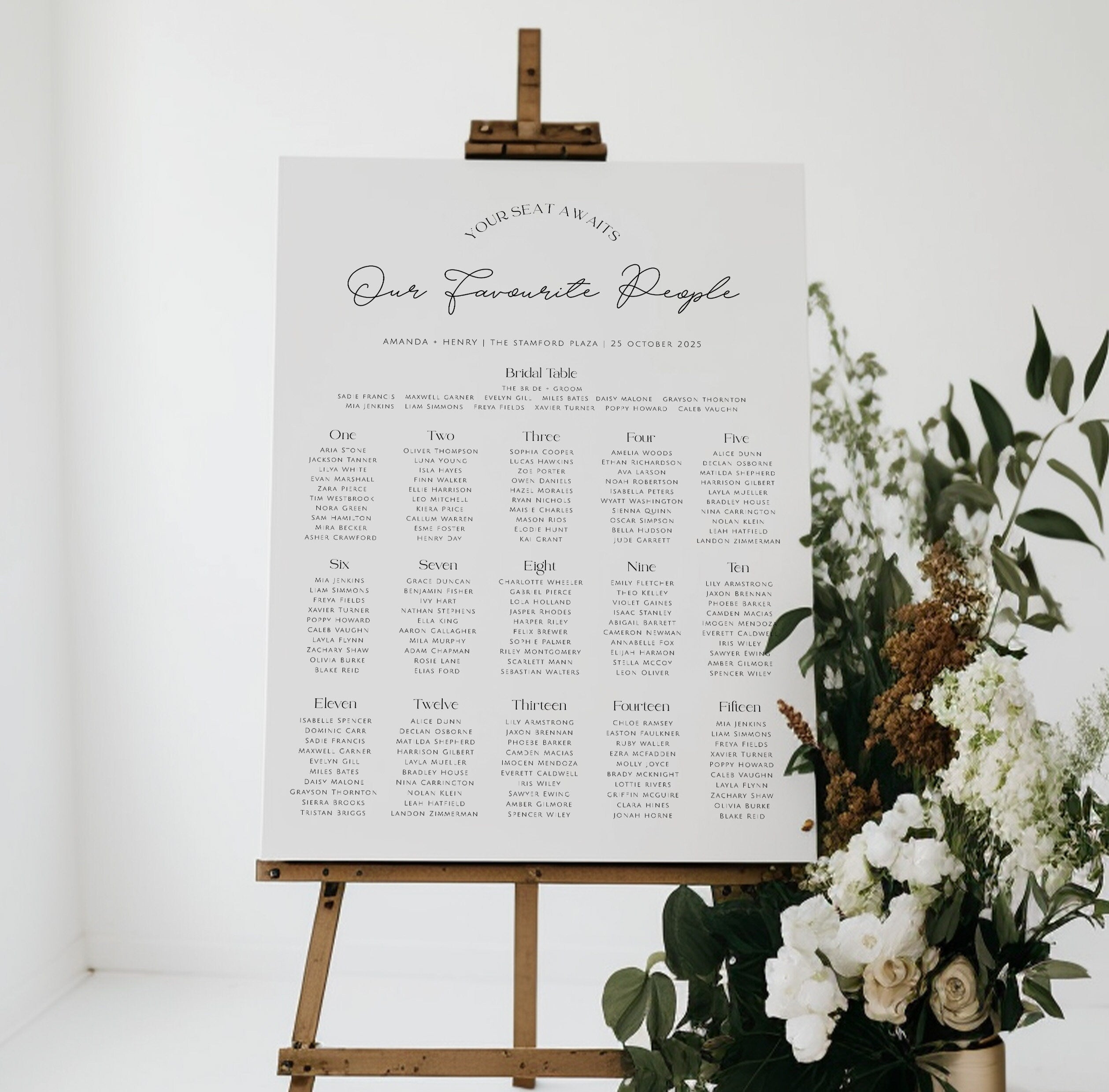 Dazzle Wedding Seating Chart .Wedding Seating Plan .The Sundae Creative