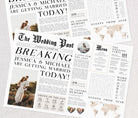 Editable Newspaper Wedding Placemat, Fun Printable Wedding Menu Template, DIY Wedding Timeline Program Template, Wedding Program Templett
