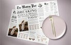 Editable Newspaper Wedding Placemat, Fun Printable Wedding Menu Template, DIY Wedding Timeline Program Template, Wedding Program Templett