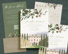 RUTH Custom Wedding Invitation with Watercolor Venue Painting, Greenery Editable Invitation Suite, Custom Watercolor Wedding Venue