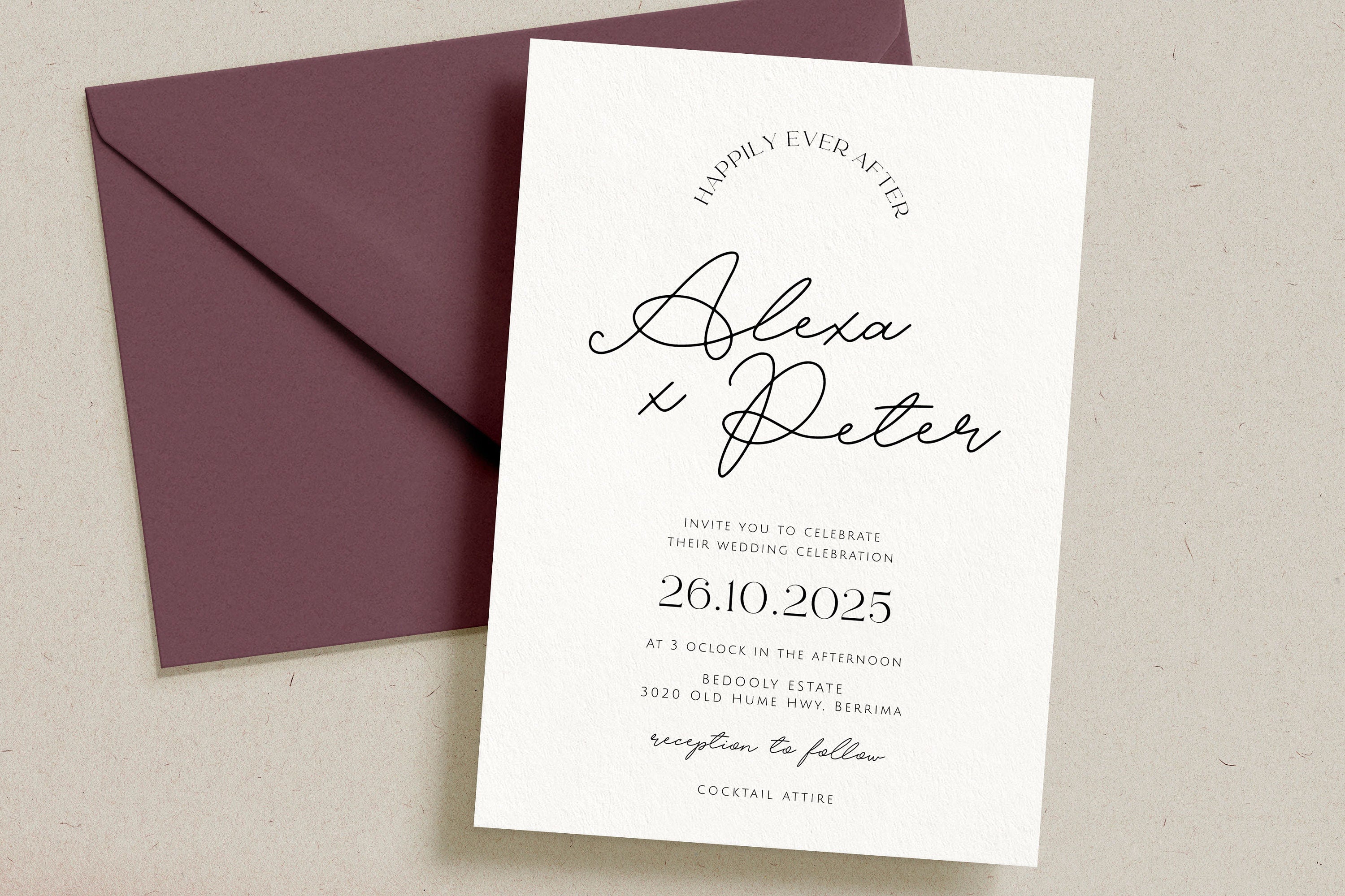 DAZZLE Modern Wedding Invitation Template with QR Code, Minimalist Wedding Invite, Modern QR Details, Editable Templett