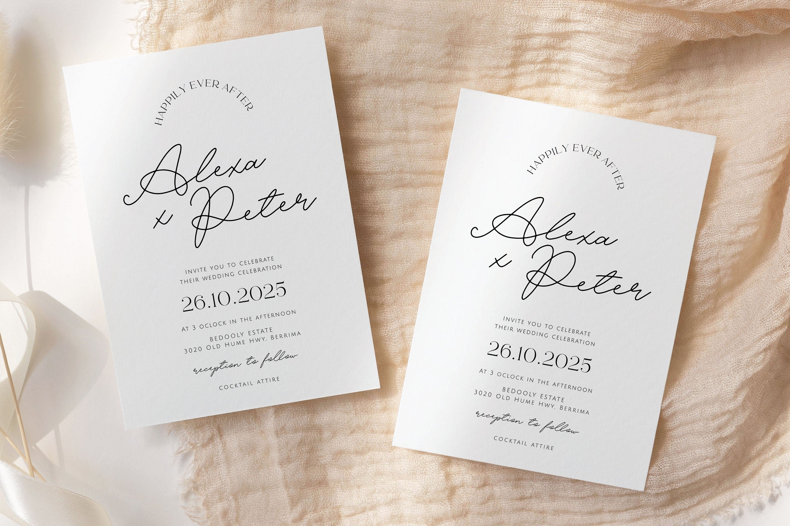 DAZZLE Modern Wedding Invitation Template with QR Code, Minimalist Wedding Invite, Modern QR Details, Editable Templett