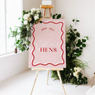 HITCHED Pink Wave Hens Party welcome sign template, Printable bacheloret te party, editable welcome template, templett instant download