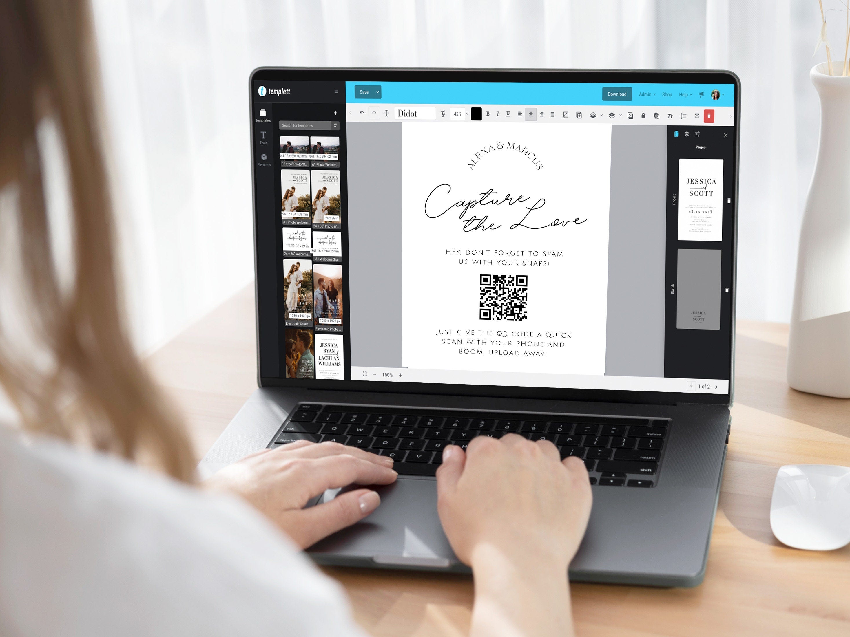 DAZZLE Minimalist Capture the Love QR Code Sign Template, Wedding Photo Signs, Share the Love, Wedding QR Code Signs, Editable Templett