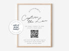 DAZZLE Minimalist Capture the Love QR Code Sign Template, Wedding Photo Signs, Share the Love, Wedding QR Code Signs, Editable Templett