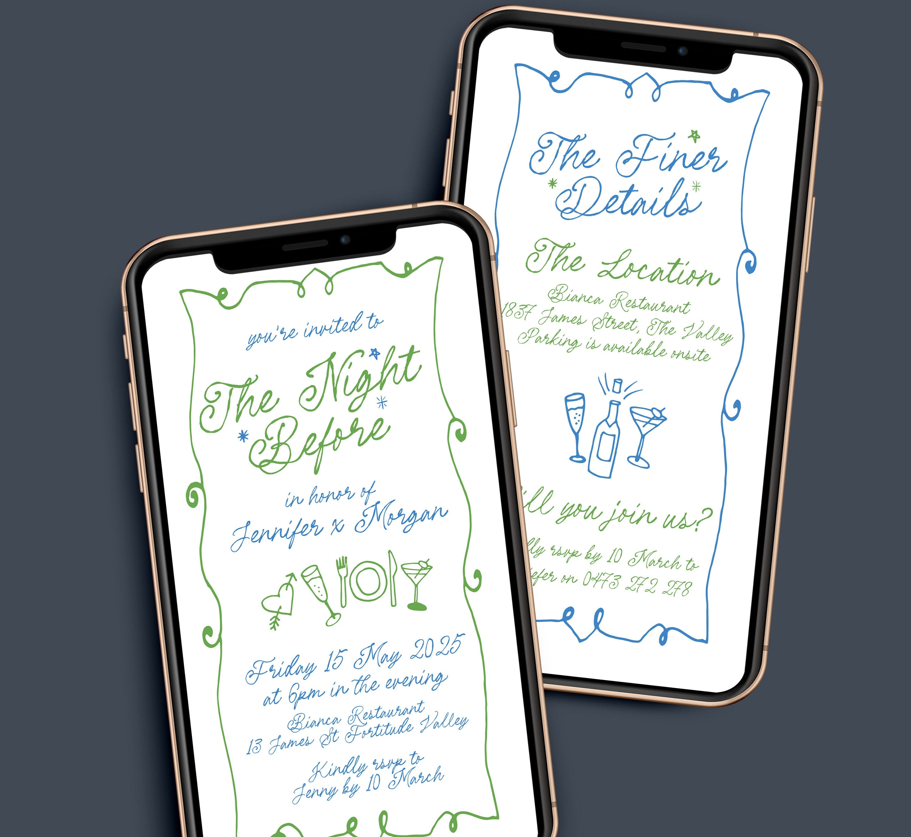 GEORGIE Digital The Night Before Rehearsal Dinner Invitation Template, SMS Fun Rehearsal Invite, Editable Templett Download