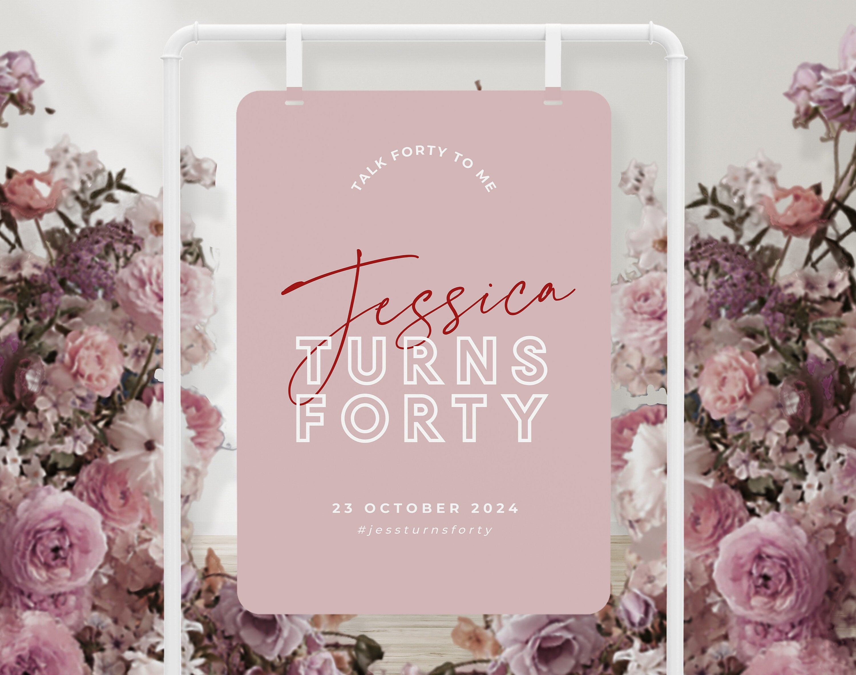 BRODY Modern Pink 40th Birthday Invitation template, 40th Birthday Invitation, Forty Invitation, Instant Download Editable Templett