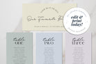 DAZZLE Modern Seating Chart Cards, Table Seating Chart Printable, Wedding Seating Card Sign, Instant Download Editable Templett