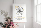 CLARA Fun Modern 30th Birthday Welcome Sign Template, Illustration Drawing birthday thirty 30th sign, Black Gold Editable Templett Download