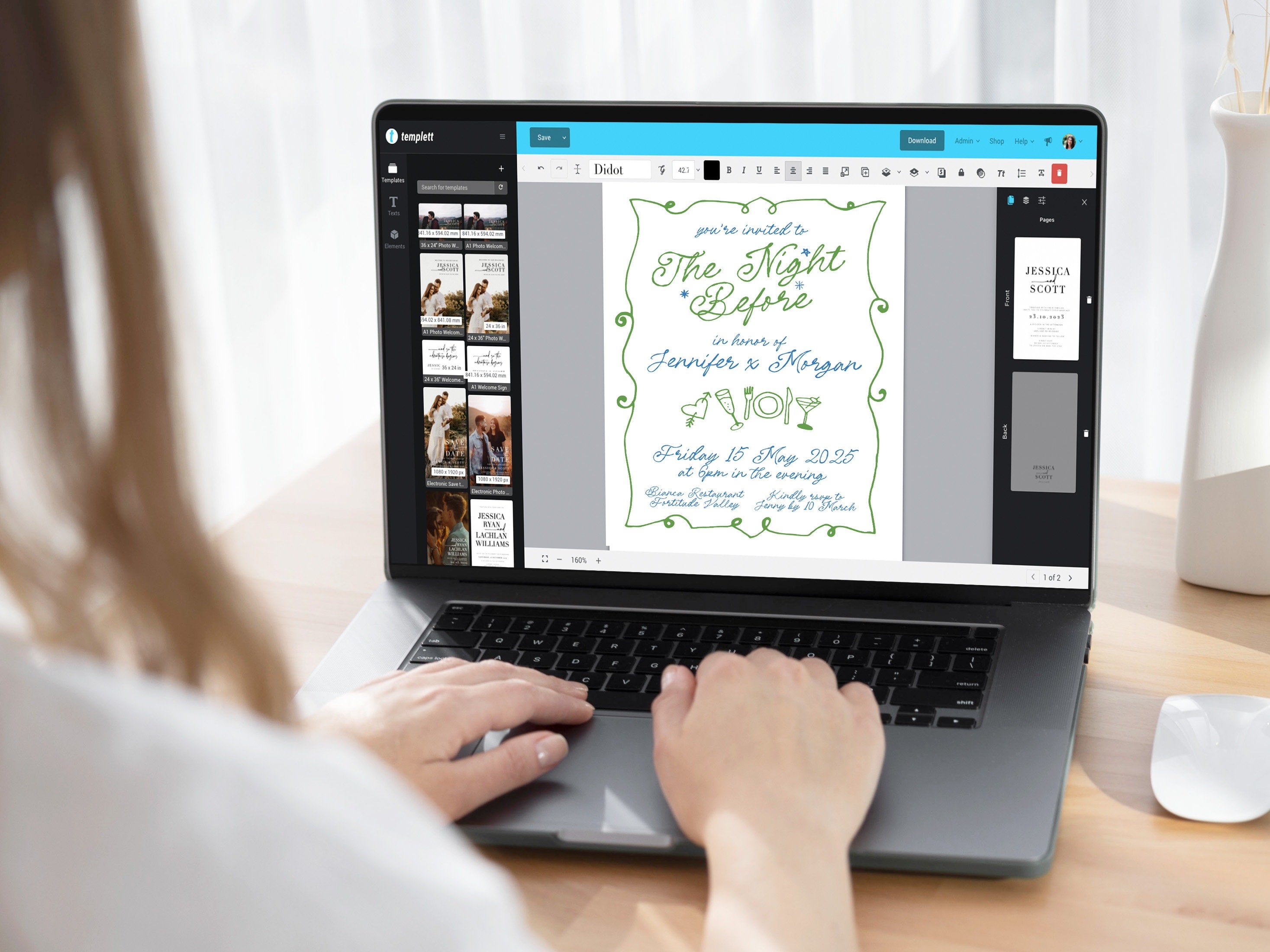 GEORGIE Digital The Night Before Rehearsal Dinner Invitation Template, SMS Fun Rehearsal Invite, Editable Templett Download