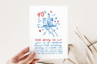 CLARA Hand drawn quirky 40th Birthday Invitation Template, Illustration Drawing birthday forty fifty thirty 30th, Editable Templett Download