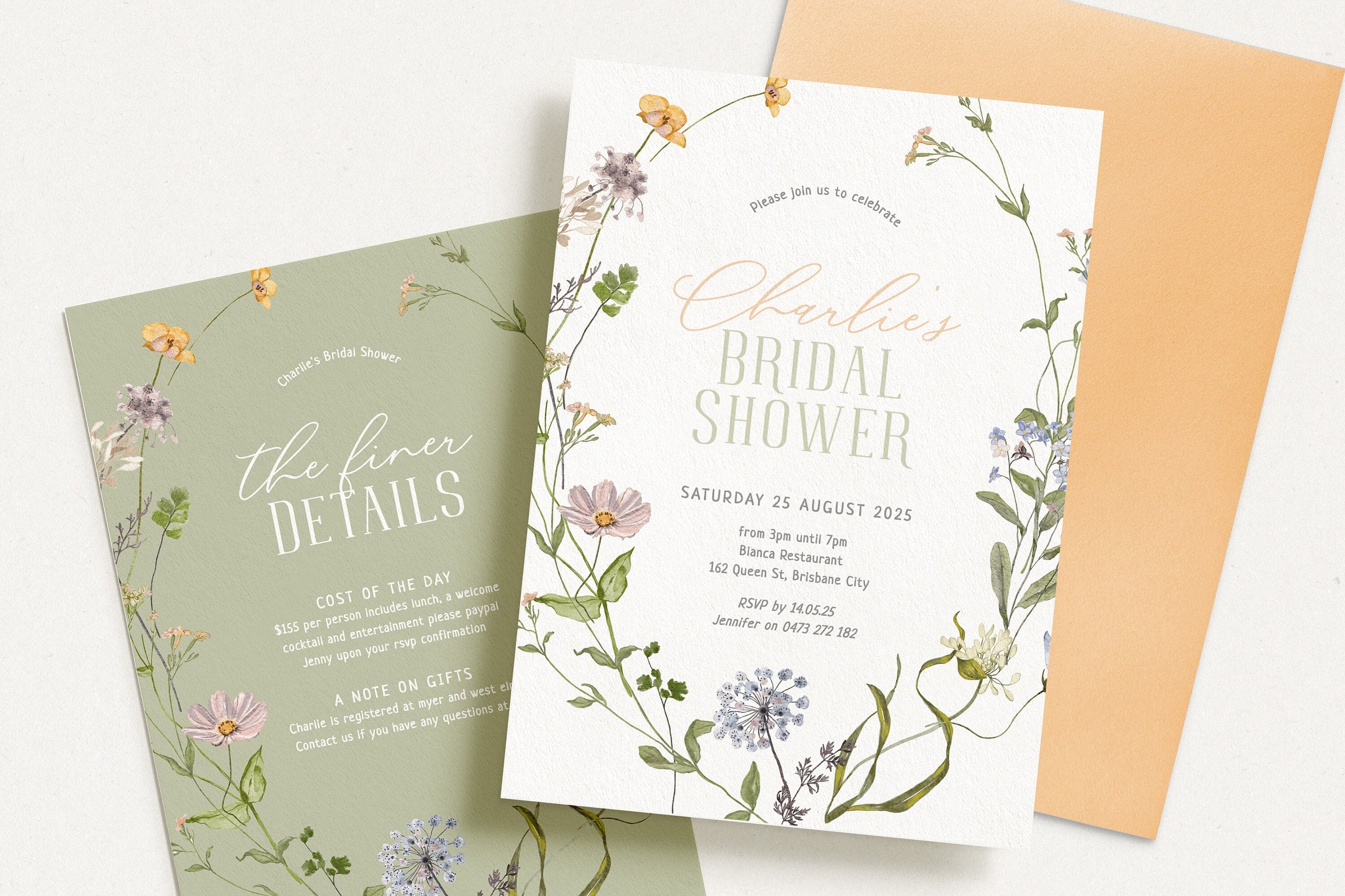BETTY Floral Bridal Shower Invitation Template, Editable Printable Bridal Shower Invitation Card, Wildflower, Templett Instant Download