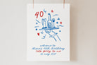 CLARA Fun modern 40th Birthday Welcome Sign Template, Illustration Drawing birthday forty fifty thirty 30th sign, Editable Templett Download