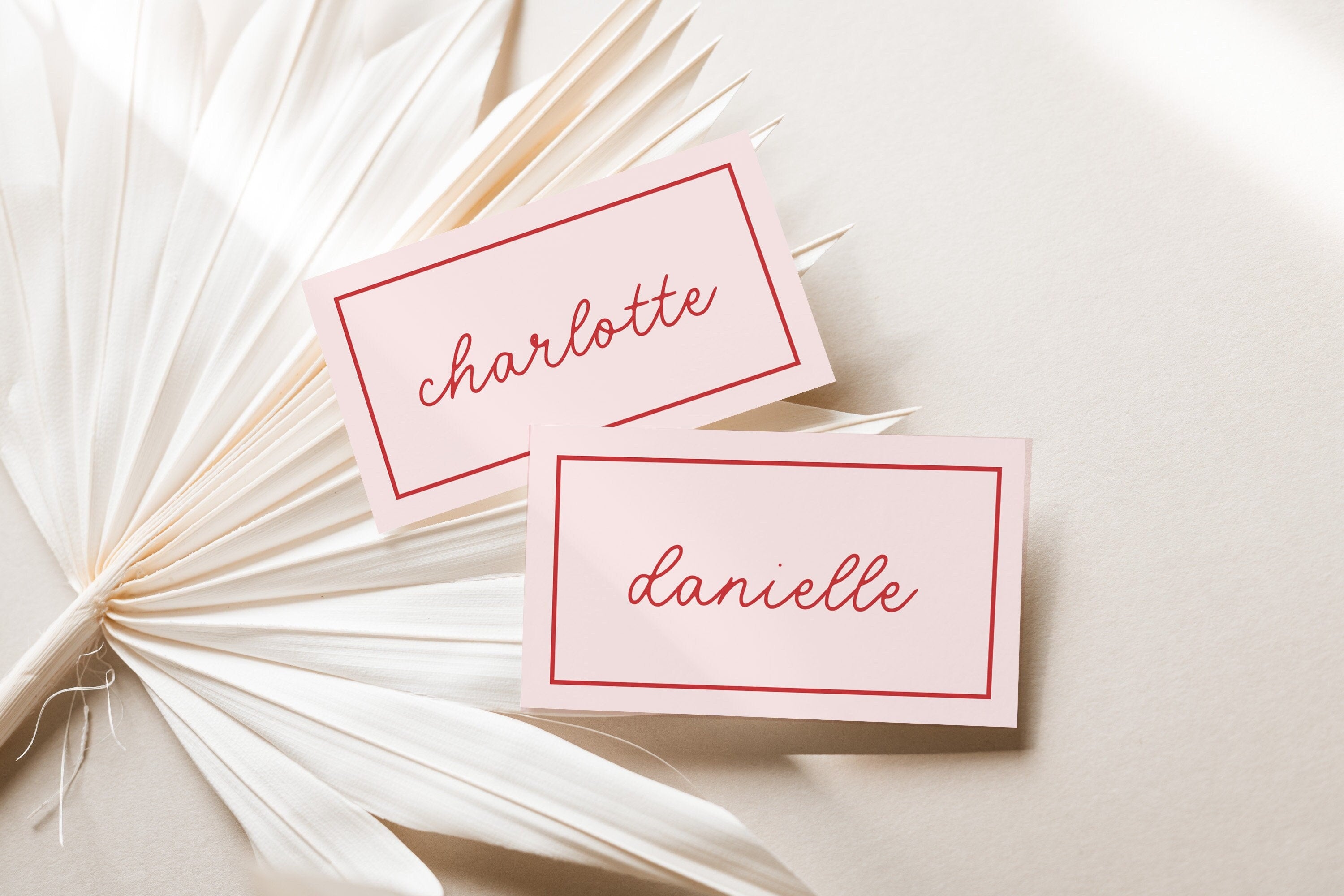 MINNIE Pink Bridal Shower Placecard Template Download, Stripes Modern Guest Name Shower Invite, Editable Template Instant Download Templett