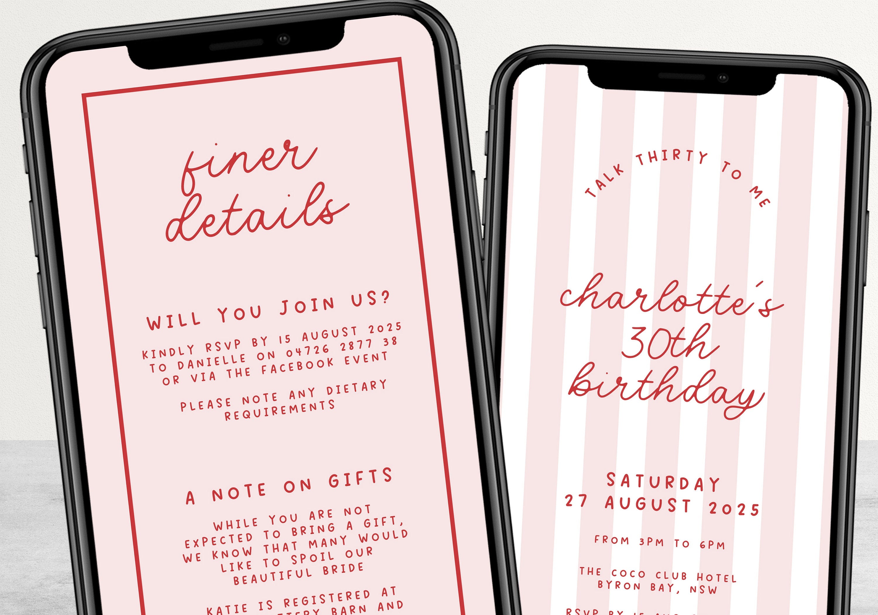 MINNIE Digital e-invite 30th Birthday Invitation Download, Talk Thirty To Me Party Invite, Editable Template Instant Download Templett