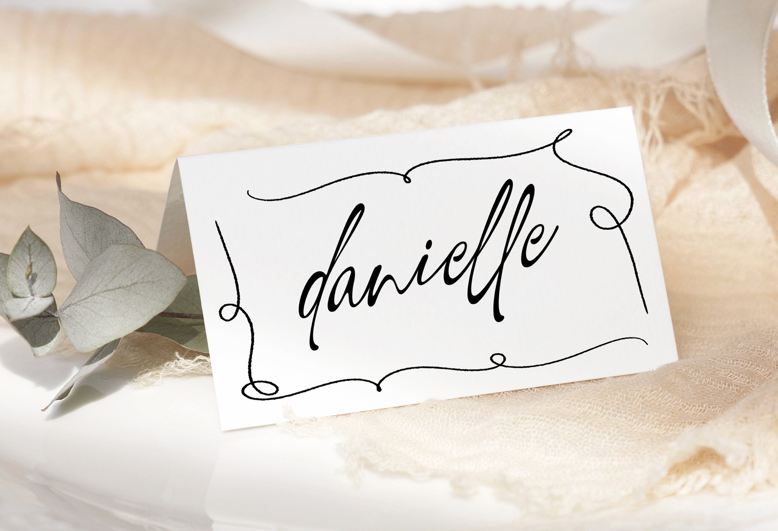 AYLA Modern Wedding Placecard Template Download, Hand Drawn Escort Cards Template, Editable Template Instant Download Templett