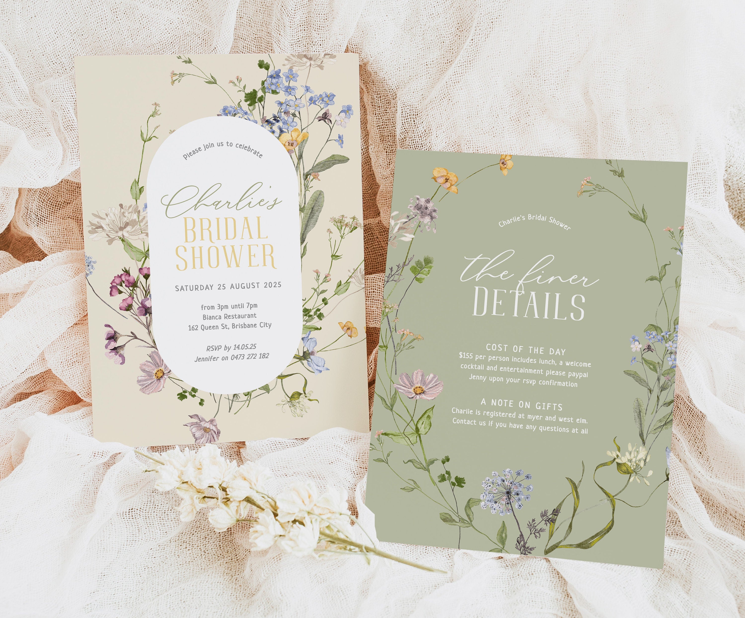 BETTY Floral Bridal Shower Invitation Template, Editable Printable Bridal Shower Invitation Card, Wildflower, Templett Instant Download