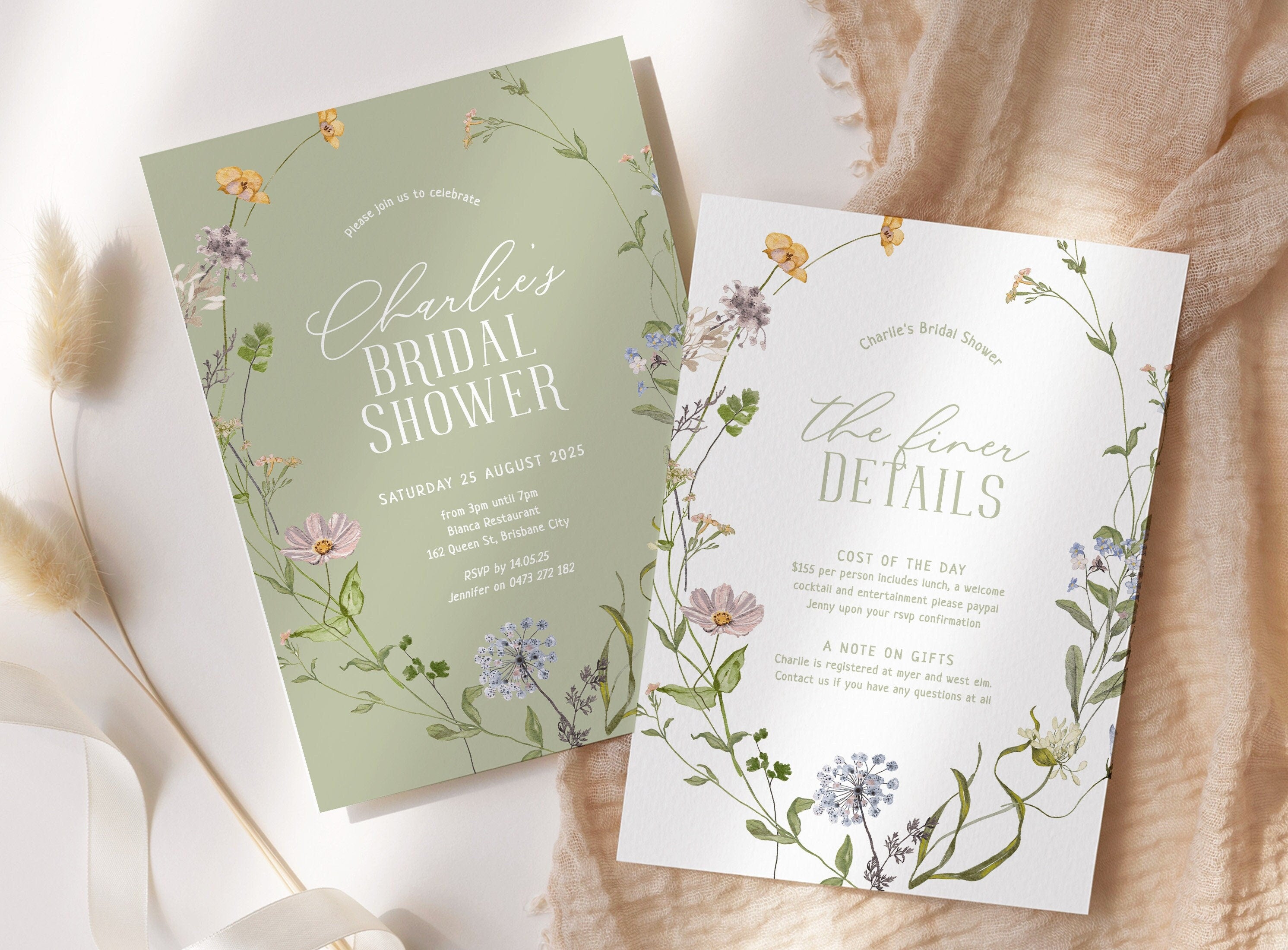 BETTY Colorful Wildflower Shower Invitation Template, Editable Bridal Shower Invitation Boho, Wildflower, Templett Instant Download