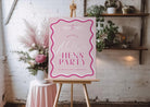 SONNY Hens Party welcome sign template, Pink Wavey bachelorette party, editable welcome template, templett instant download