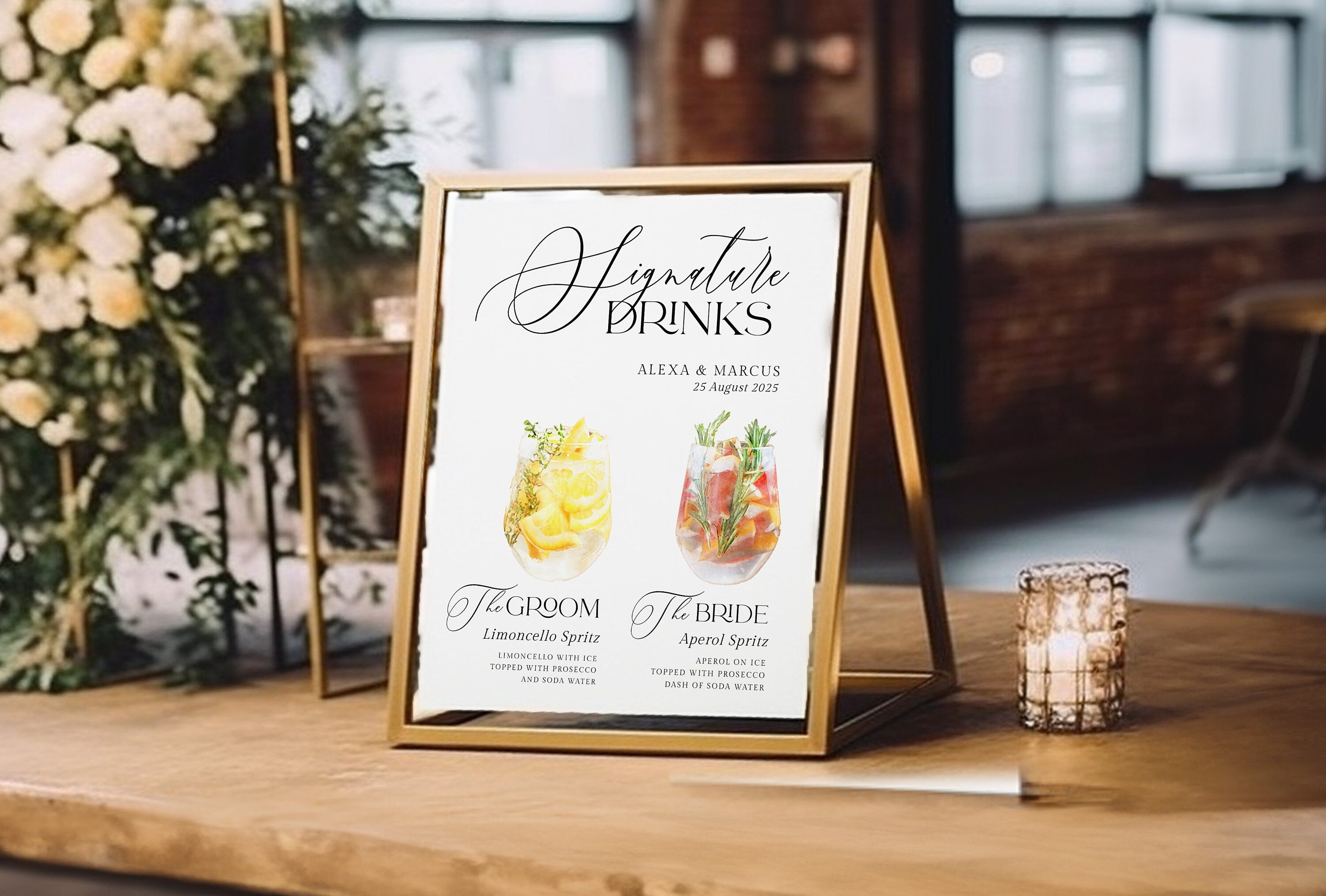 NELLA Signature Drink Sign, Bar Menu Template, Minimalist Printable Bar Menu, Editable Template Templett Instant Download