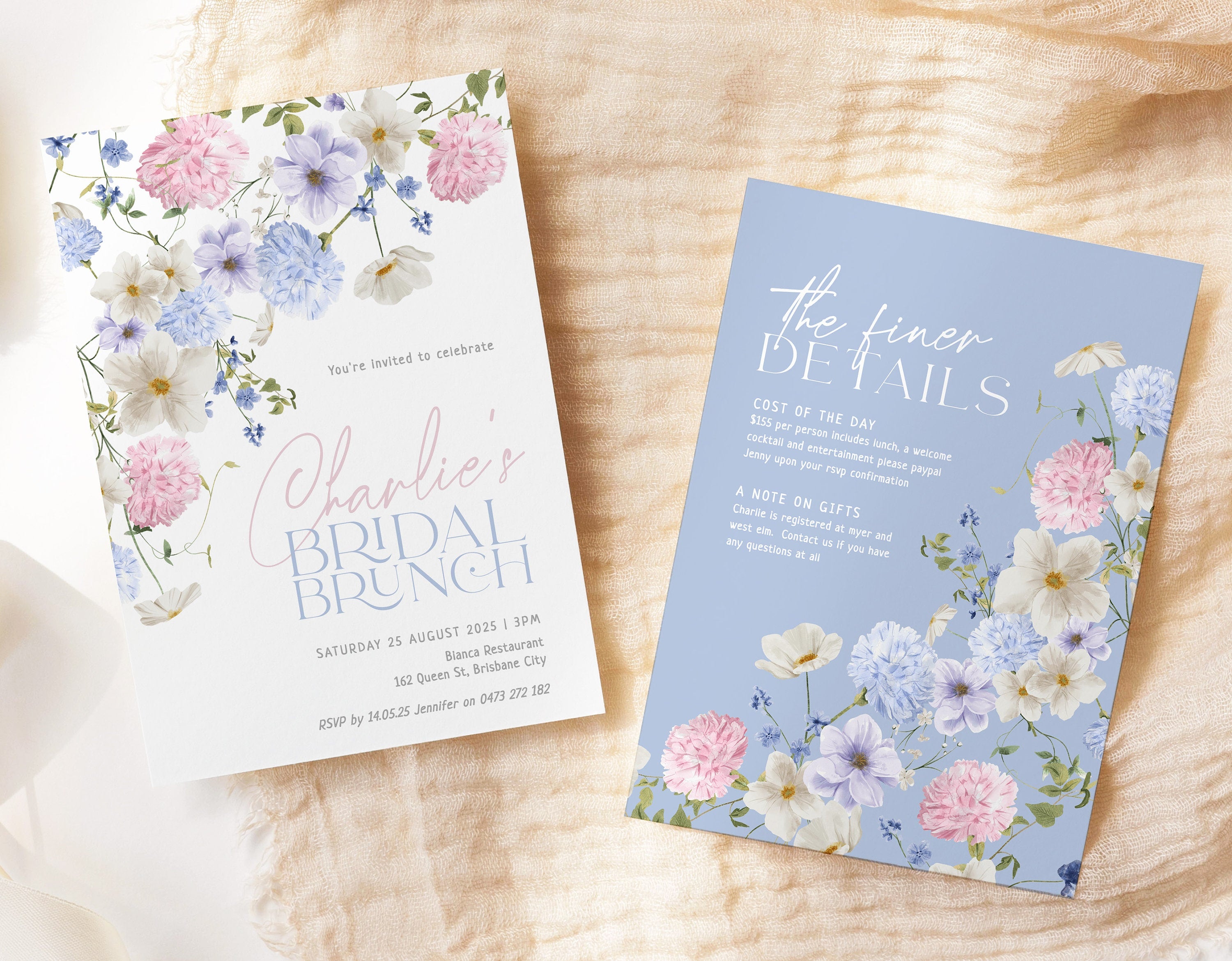 BIANCA Modern Bridal Brunch Invitation Template, Bridal Shower, Printable Invitation template, Instant Download Editable Templett