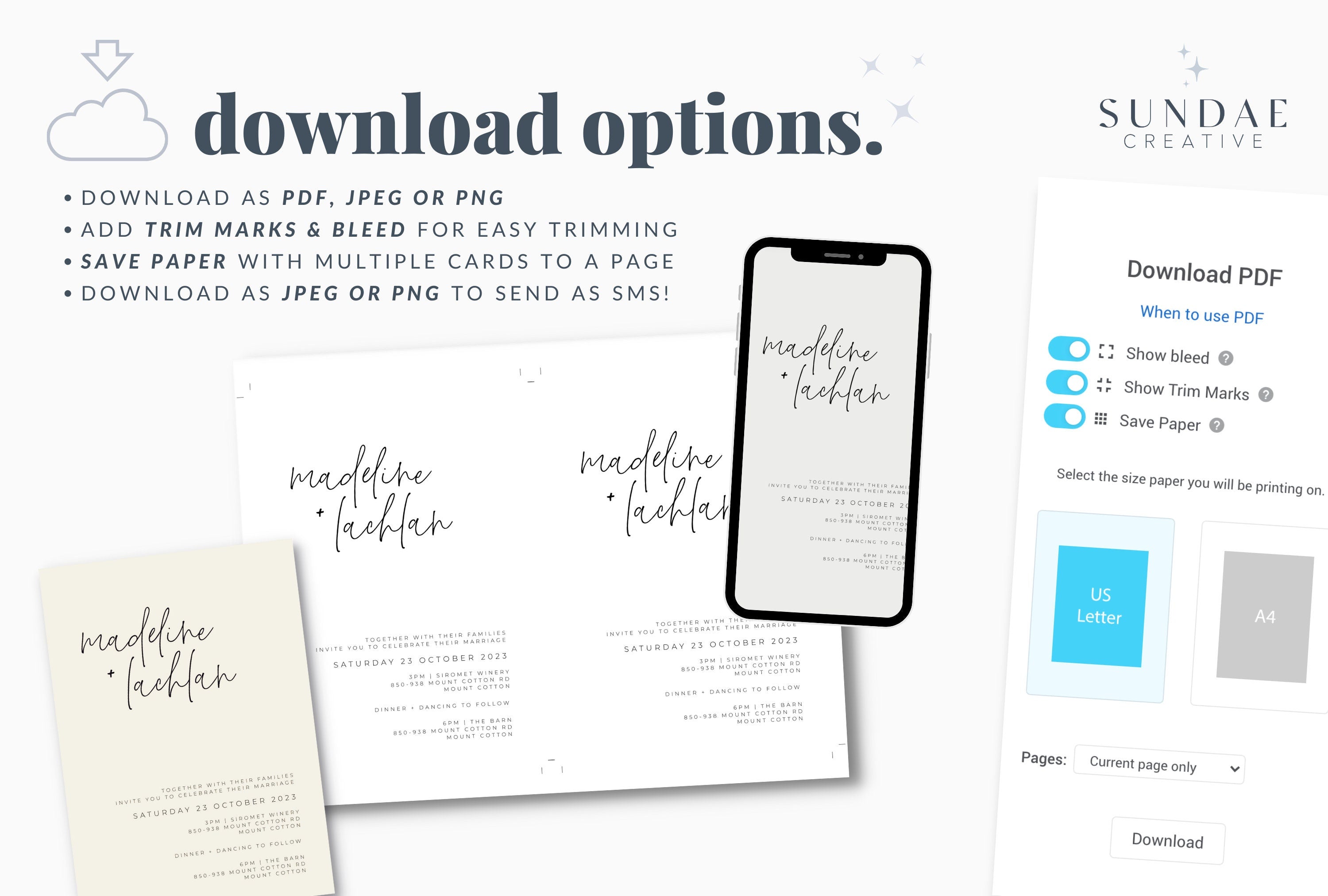 AYLA Modern Wedding Placecard Template Download, Hand Drawn Escort Cards Template, Editable Template Instant Download Templett