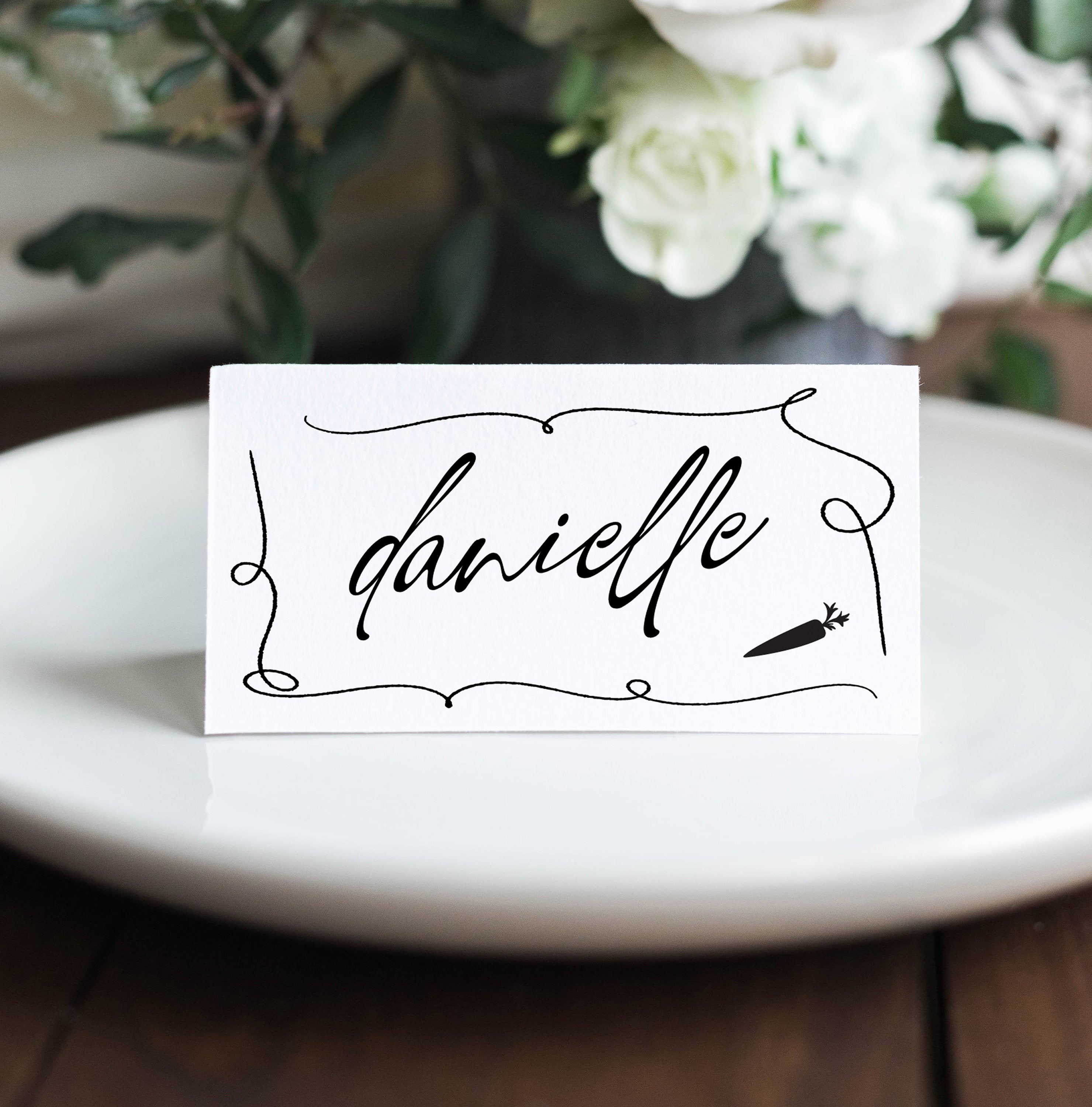 AYLA Script Meal Wedding Placecard Template Download, Hand Drawn Escort Cards Template, Editable Template Instant Download Templett