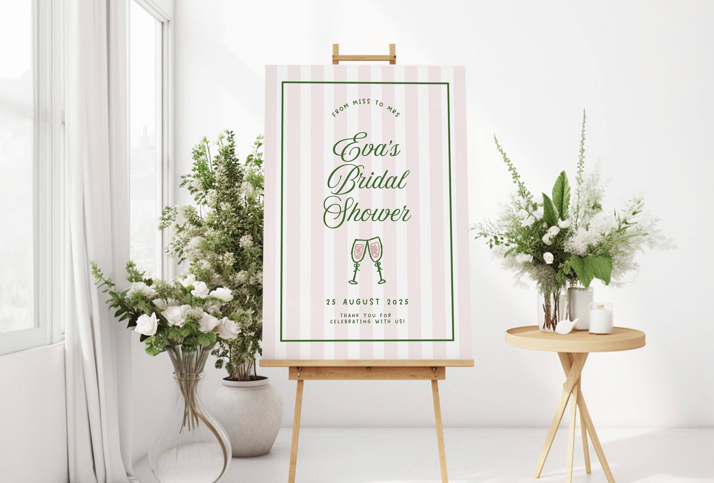 ROMY Printable Bridal Shower Welcome Sign Template, Hamptons Coastal Welcome, Hens Shower, Summer Sign Decor, Instant Download Templett