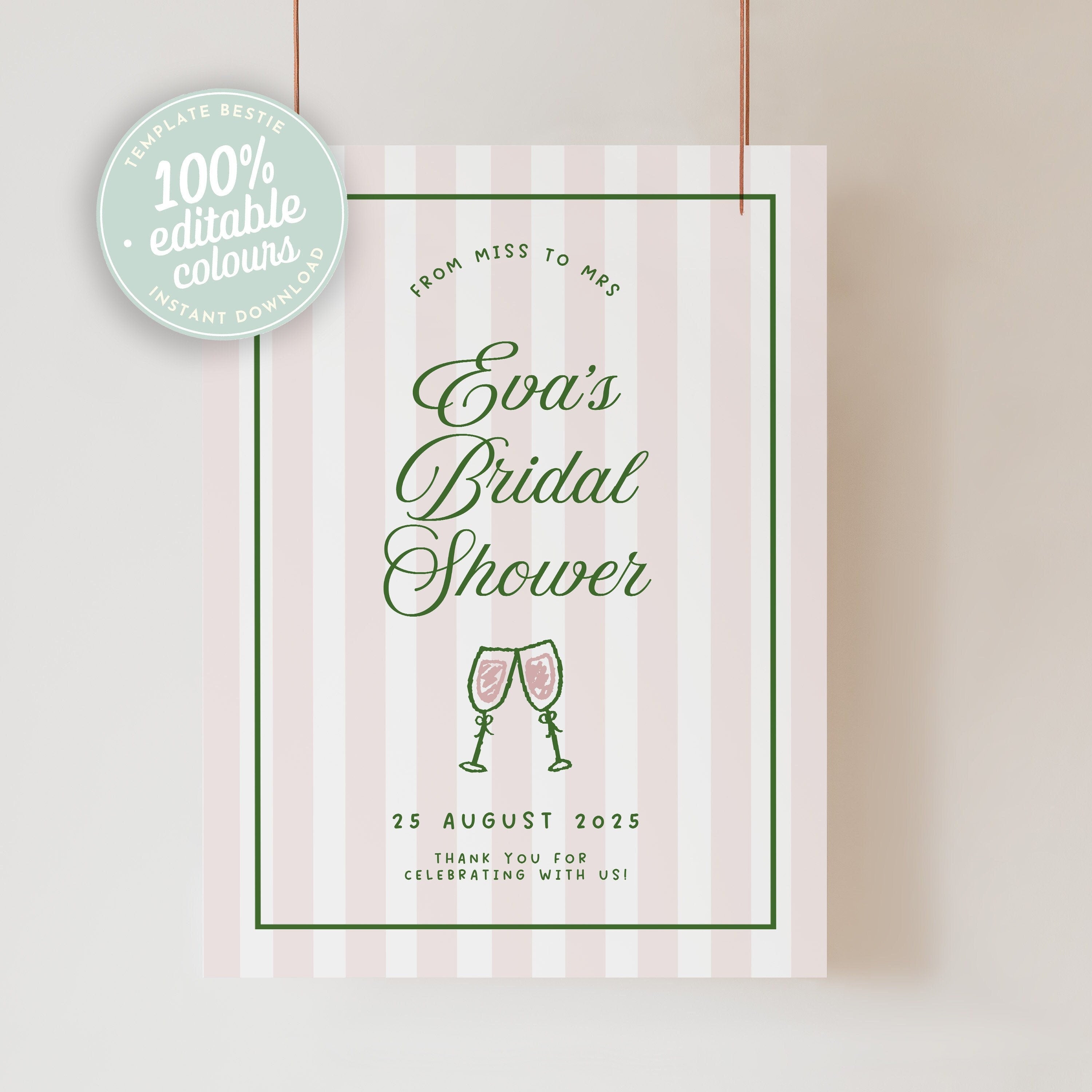 ROMY Coastal Bridal Shower Welcome Sign Template, Hamptons Coastal Welcome, Hens Shower, Summer Sign Decor, Instant Download Templett