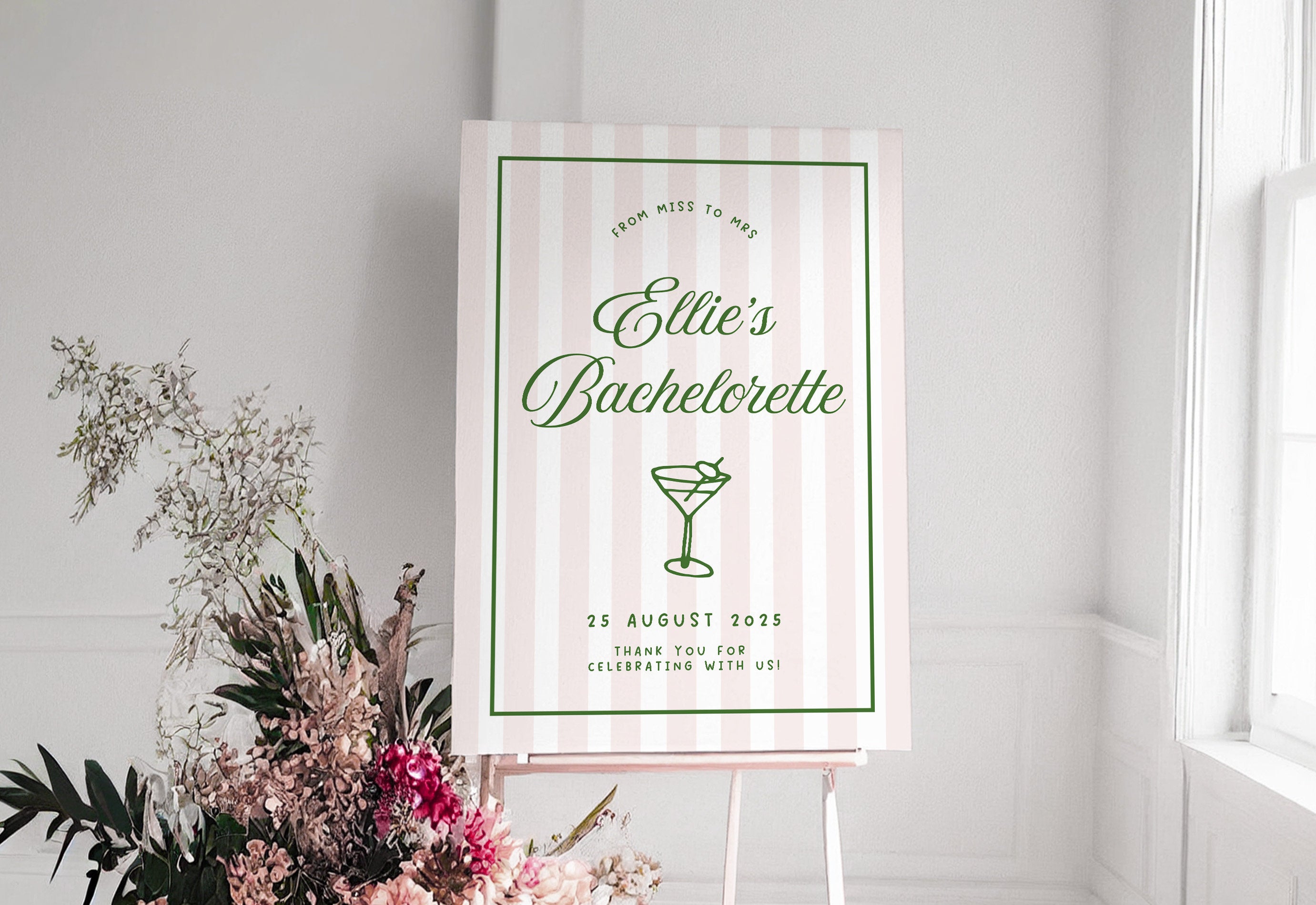 ROMY Editable Bachelorette Welcome Sign Template, Hamptons Coastal Welcome, Hens Weekend, Summer Sign Decor, Instant Download Templett
