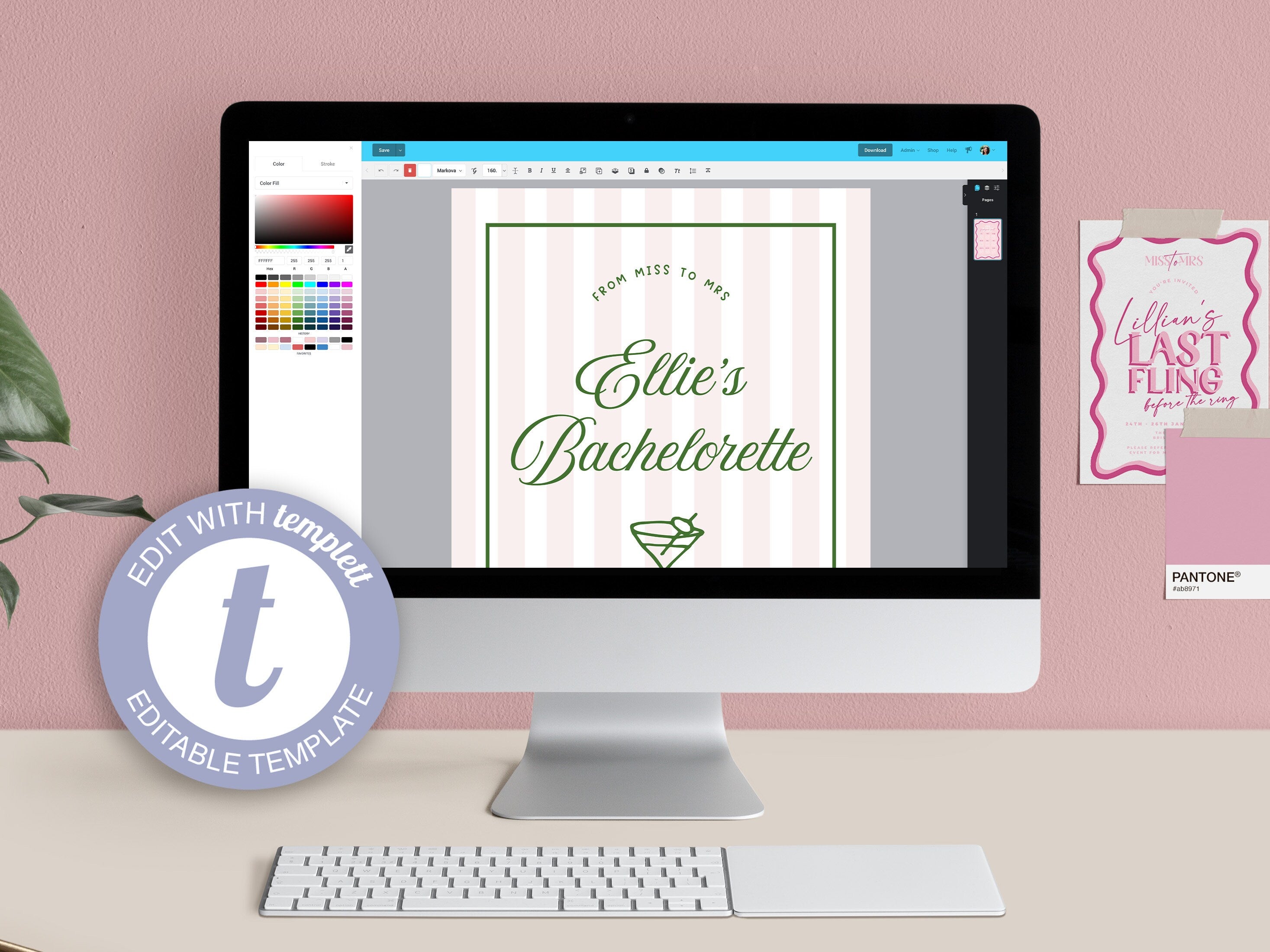 ROMY Editable Bachelorette Welcome Sign Template, Hamptons Coastal Welcome, Hens Weekend, Summer Sign Decor, Instant Download Templett