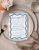 ELENI Blue Wave Wedding Menu Template, Wriggle Border Menu, Instant Download Editable Party Menu, Wriggly Bridal Shower, Templett