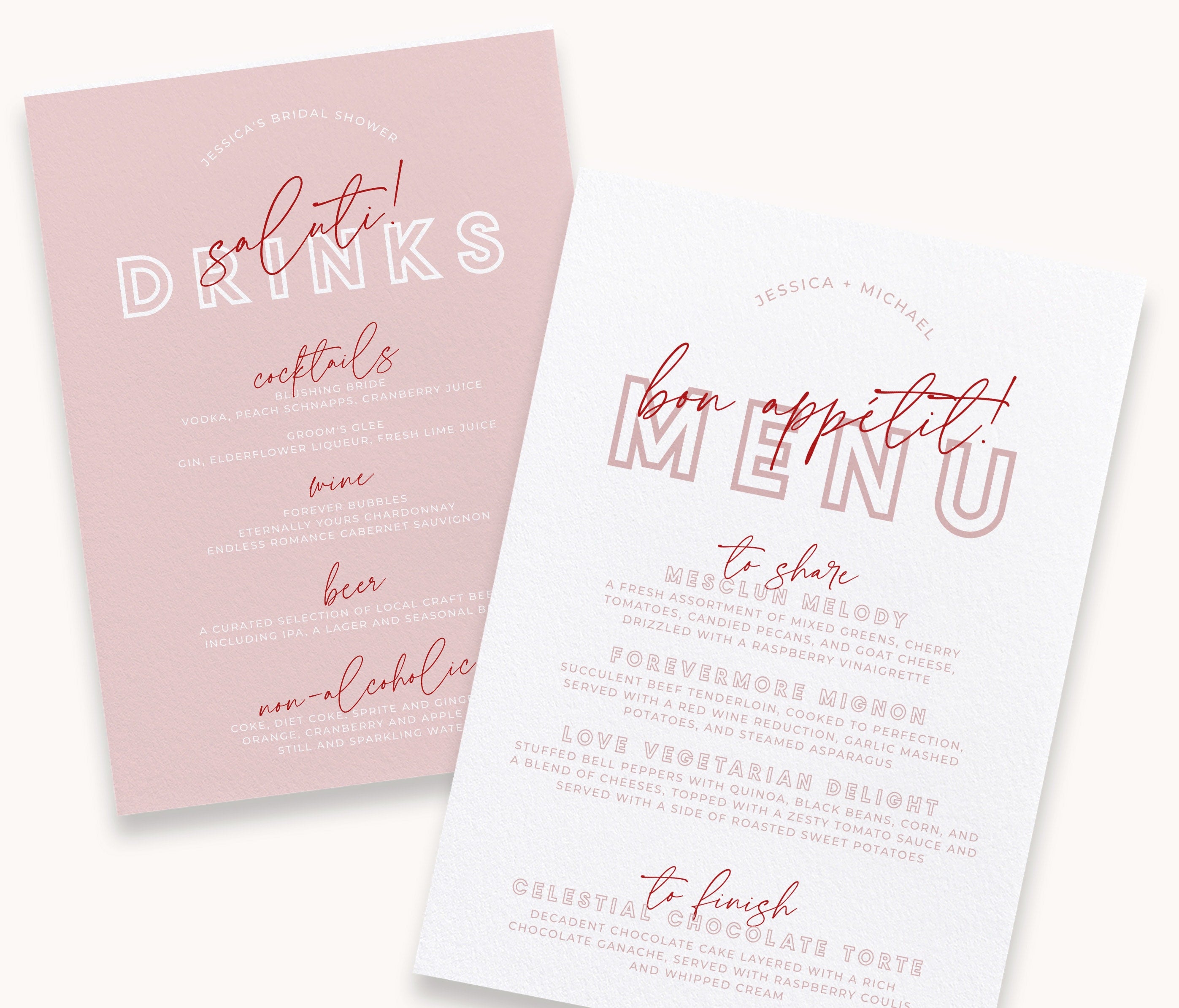 BRODY Modern Wedding Menu Template Download | Pink Bridal Shower Editable Menu | Engagement Printable Menu | Wedding Menu Template