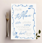 VINO Hand drawn Editable Wedding Menu template, Hand drawn scribble illustrated Fun Wedding Menu, Instant Download Templett