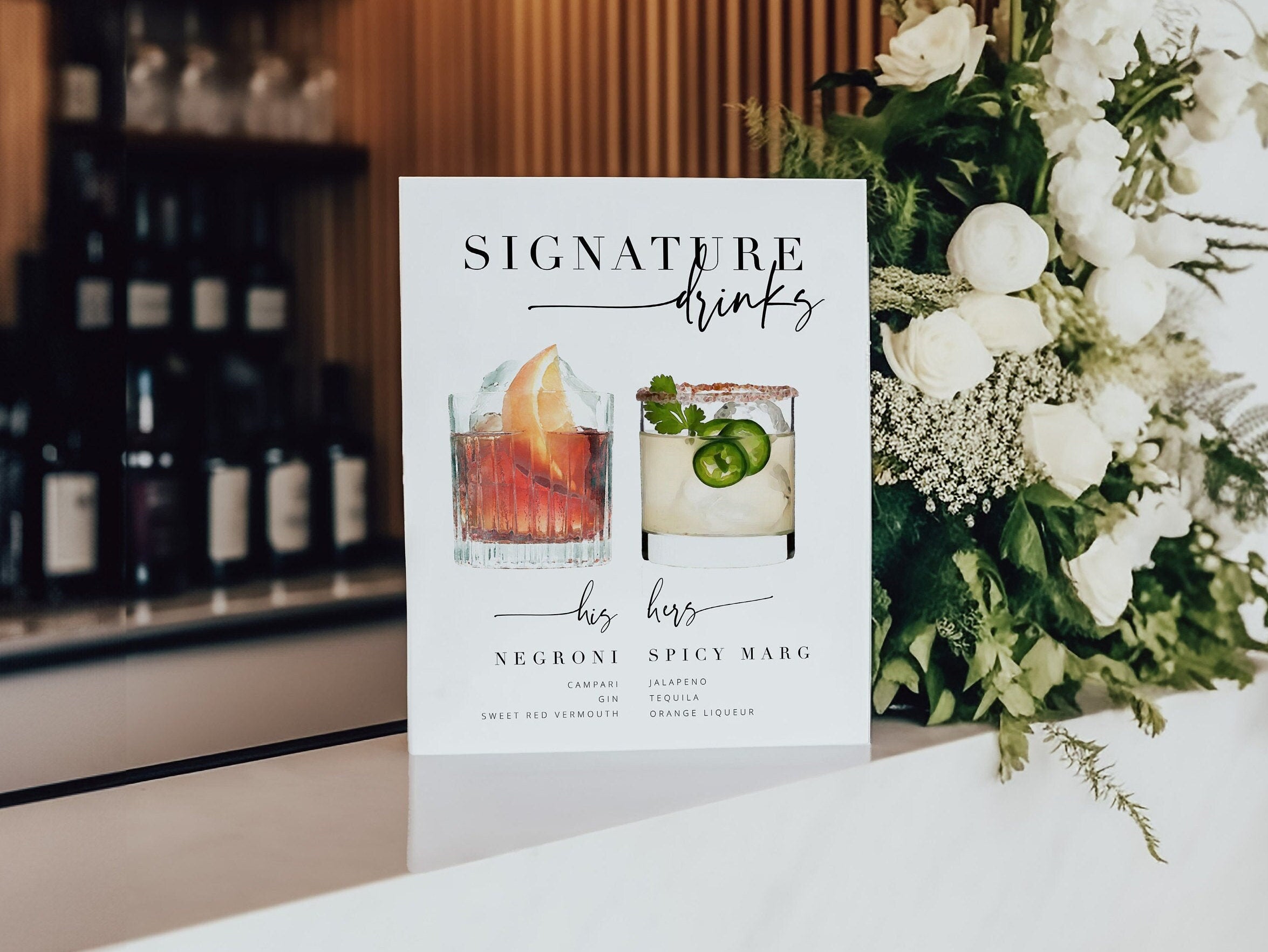 BRIBIE Signature Drinks Menu, Party Cocktail Bar Sign template, Printable Signature Drinks Menu, templett instant download