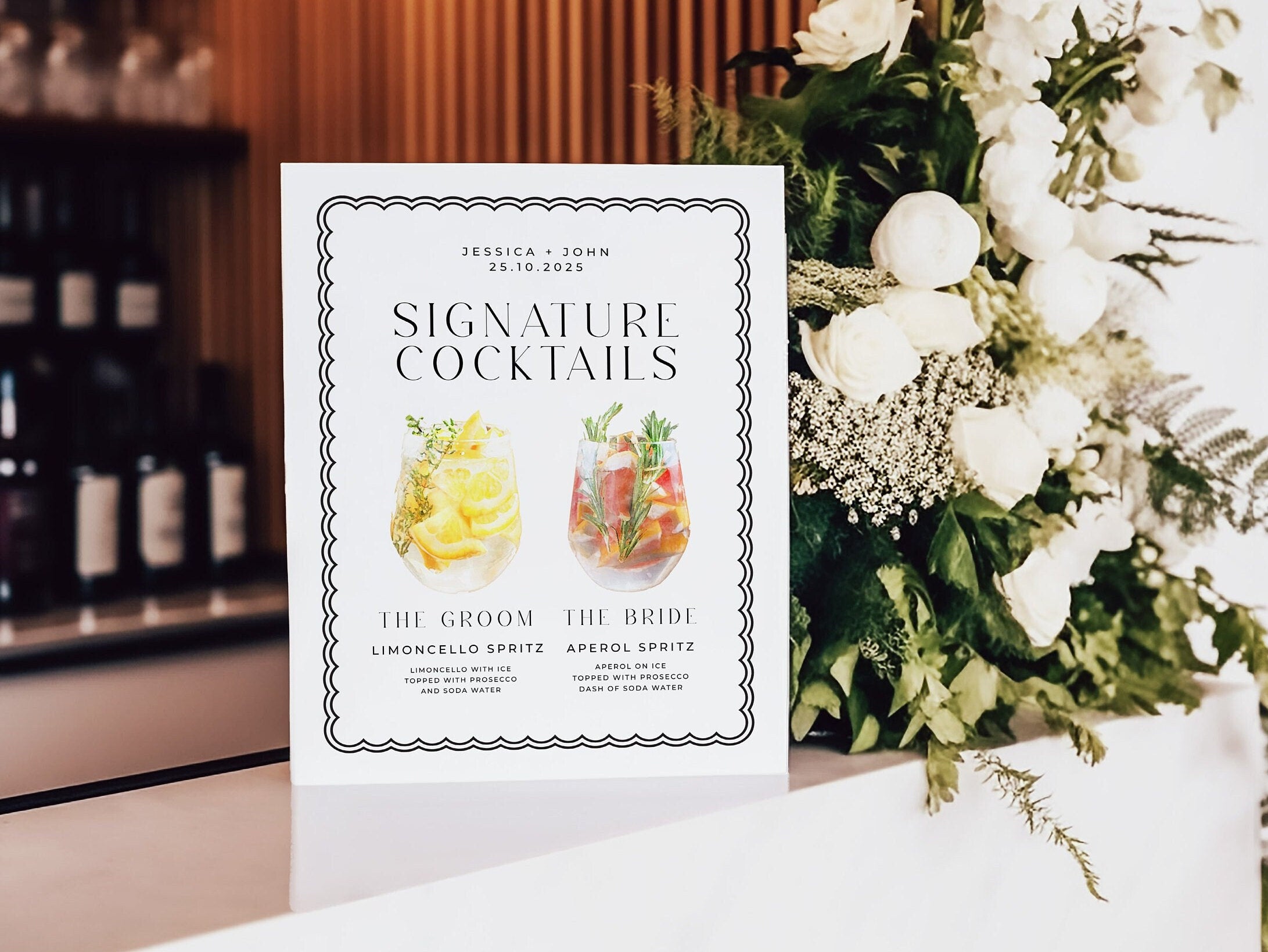 BELLA Modern Wedding Signature Drinks Bar Sign Template, Minimal Cocktail sign birthday sign download, Instant Download Editable Templett