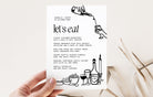 LEO Modern Editable Wedding Menu template, Hand drawn drinks scribble illustrated Fun Wedding Menu, Instant Download Templett