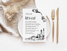 LEO Hand drawn Editable Wedding Menu template, Hand drawn drinks scribble illustrated Fun Wedding Menu, Instant Download Templett