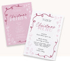 Hand drawn Christmas Menu template, Pink Wavey Festive Work party menu, editable welcome template, templett instant download FESTIVE