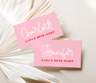 LANA Hen Bachelorette Placecard Template | Pink Red Party Table Décor | Pink Placecard | Food Labels | Simple Script Font | Bridal Shower