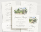 TAYLA Custom Wedding Invitation Watercolor Venue, Editable Invitation Set, Custom Watercolor Wedding Venue Portrait, Wedding Church Portrait